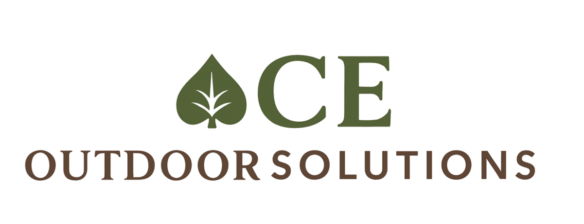 ACE Outdoor Solutions logo with green leaf and brown text